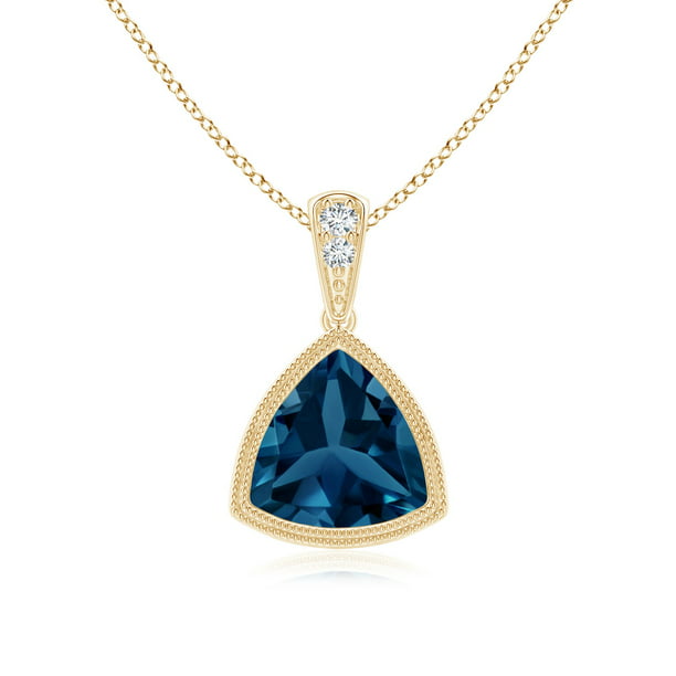 7mm Swiss Blue Topaz Trillion Swiss Blue Topaz Solitaire Pendant Necklace in Sterling Silver Angara November Birthstone 